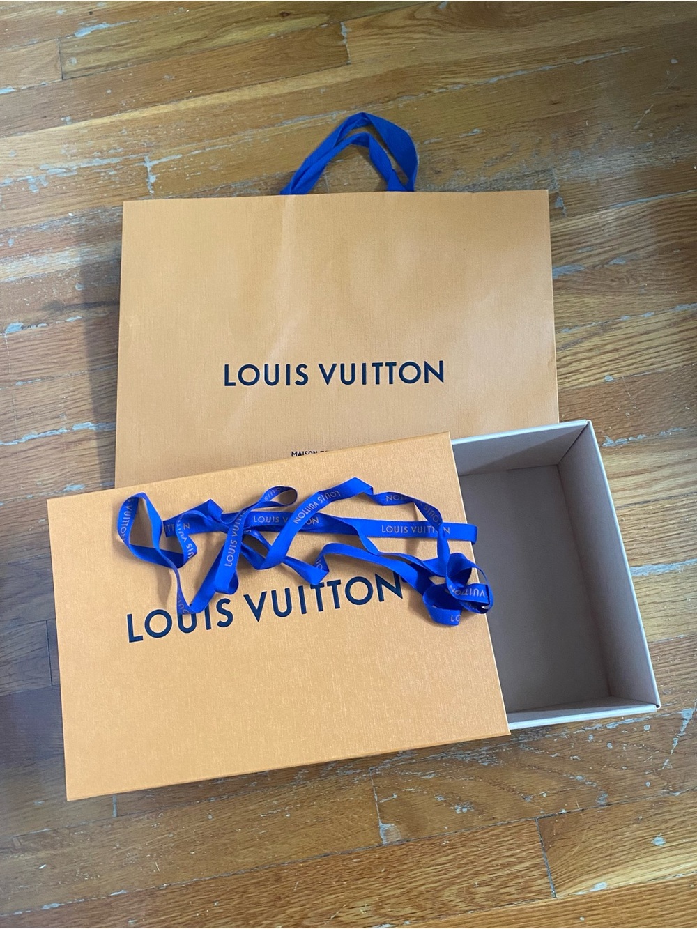 Louis Vuitton Box and Bag with Blue Ribbon